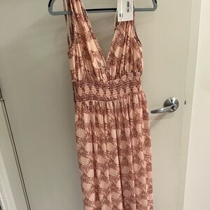 Pink and white maxi dress.